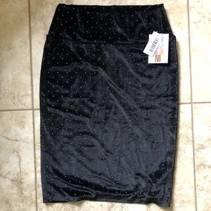 Velvet pencil skirt